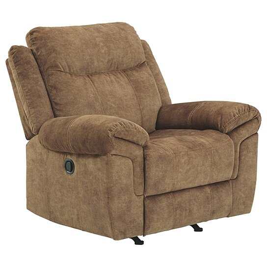 Saltoro Sherpi Fabric Upholstered Pull Tab Rocker Recliner with